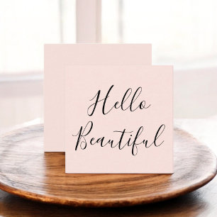 Hello Beautiful Modern Blush Pink Square Business Card