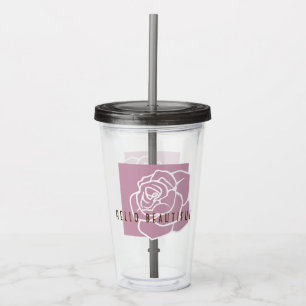 Hello Beautiful - Modern Chic Floral Pink Rose Acrylic Tumbler
