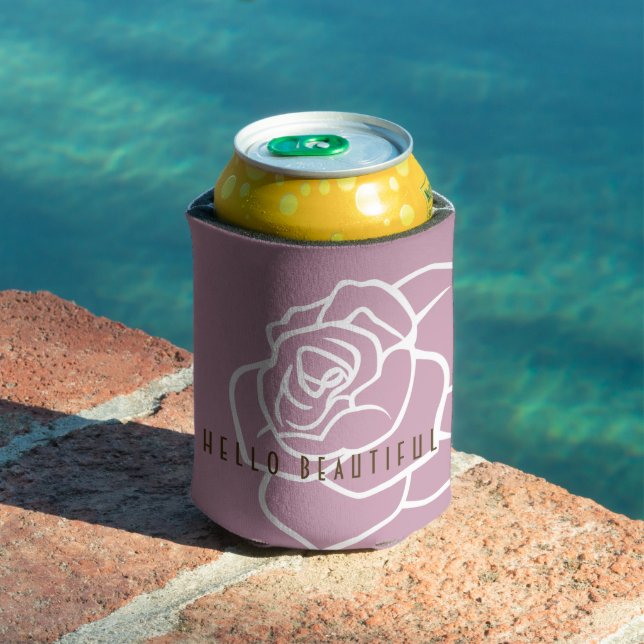 Hello Beautiful - Modern Chic Pink Rose Can Cooler (In Situ Pool)