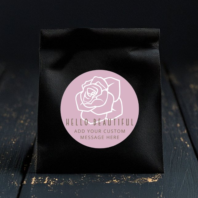Hello Beautiful - Modern Chic Pink Rose Classic Round Sticker (Creator Uploaded)