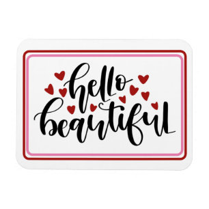 Hello Beautiful Modern Hearts Magnet