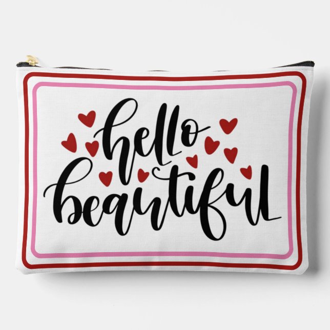 Hello Beautiful Modern Hearts Print Cut Sew Bag (Front)