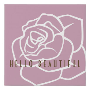Hello Beautiful - Modern Pink Rose Faux Canvas Print