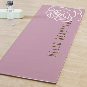 Hello Beautiful - Modern Pink Rose Flower Yoga Mat