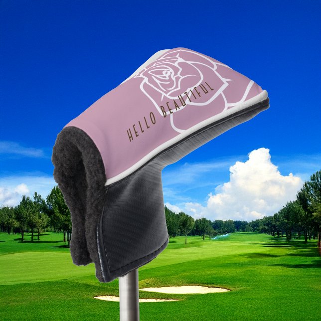 Hello Beautiful - Modern Pink Rose Golf Head Cover (Creator Uploaded)