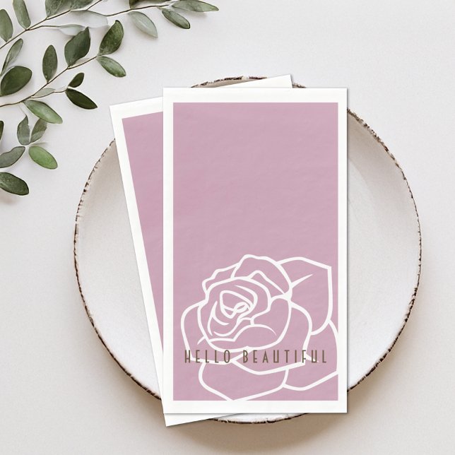 Hello Beautiful - Modern Pink Rose Napkin (Creator Uploaded)
