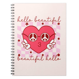 Hello Beautiful Pink Heart Notebook