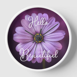 Hello Beautiful Purple Flower Clock
