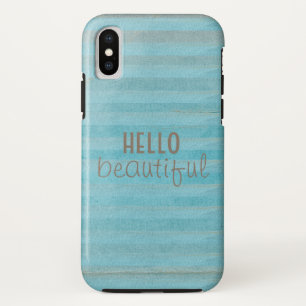 Hello Beautiful Quote Boho Striped Pattern iPhone X Case
