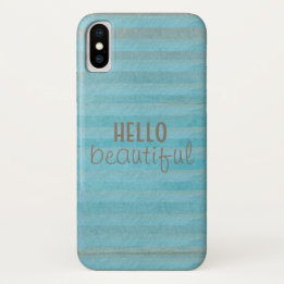 Hello Beautiful Quote Boho Striped Pattern iPhone X Case