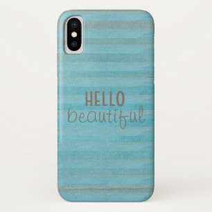 Hello Beautiful Quote Boho Striped Pattern iPhone X Case