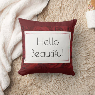 "Hello Beautiful" Red Rose  Cushion
