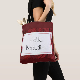 "Hello Beautiful" Red Rose  Tote Bag