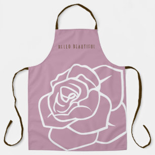 Hello Beautiful - Simple Modern Floral Pink Rose Apron