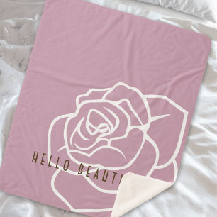 Hello Beautiful - Simple Modern Pink Rose Sherpa Blanket