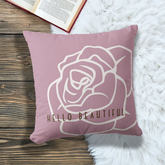 Hello Beautiful - Stylish Modern Pink Rose Cushion (Creator Uploaded)