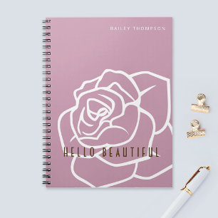 Hello Beautiful - Stylish Modern Pink Rose Flower Notebook