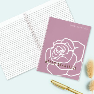 Hello Beautiful - Stylish Modern Pink Rose Notebook