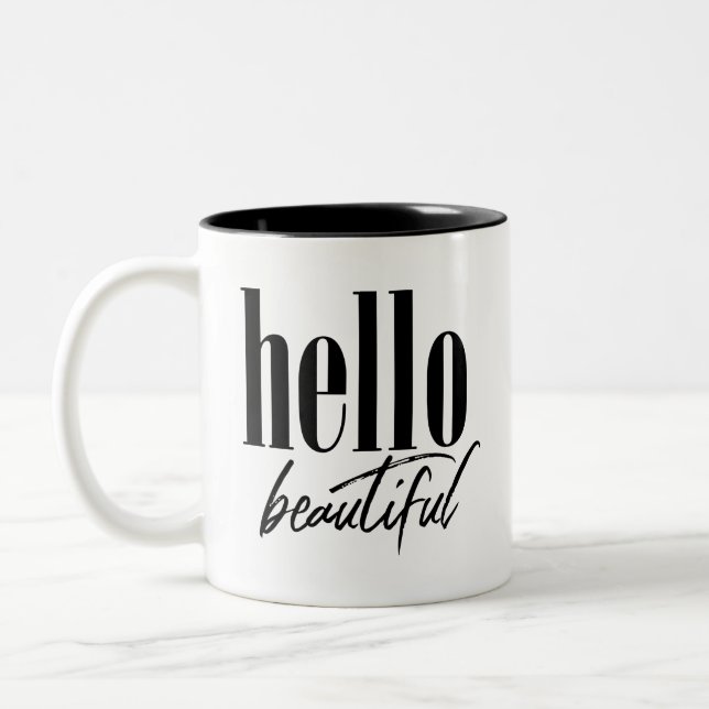 Hello Beautiful Two-Tone Coffee Mug (Left)