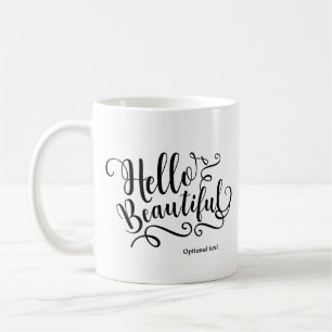 HELLO BEAUTIFUL Typography Personalised Custom Coffee Mug