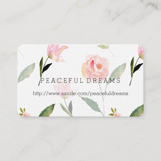 Hello Beautiful Watercolor Floral Business Card (Front)