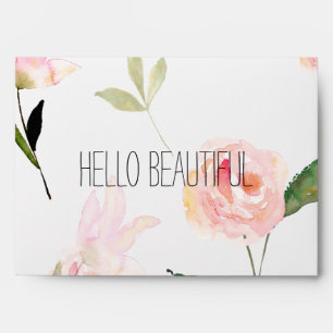 Hello Beautiful Watercolor Floral Envelopes