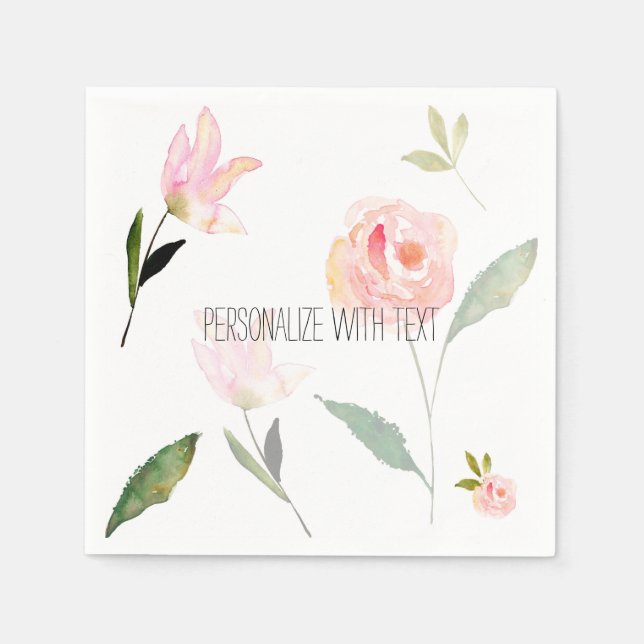 Hello Beautiful Watercolor Floral Napkin (Front)