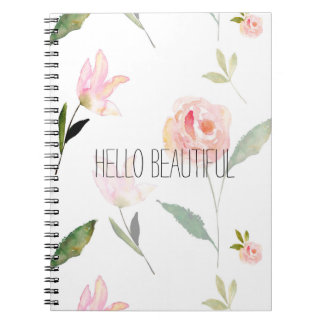 Hello Beautiful Watercolor Floral Notebook