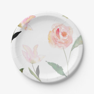 Hello Beautiful Watercolor Floral Paper Plate