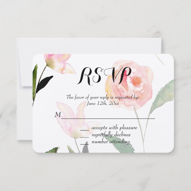Hello Beautiful Watercolor Floral RSVP (Front)
