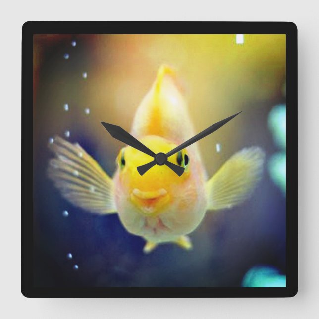 HELLO BIG FISHY SQUARE WALL CLOCK (Front)