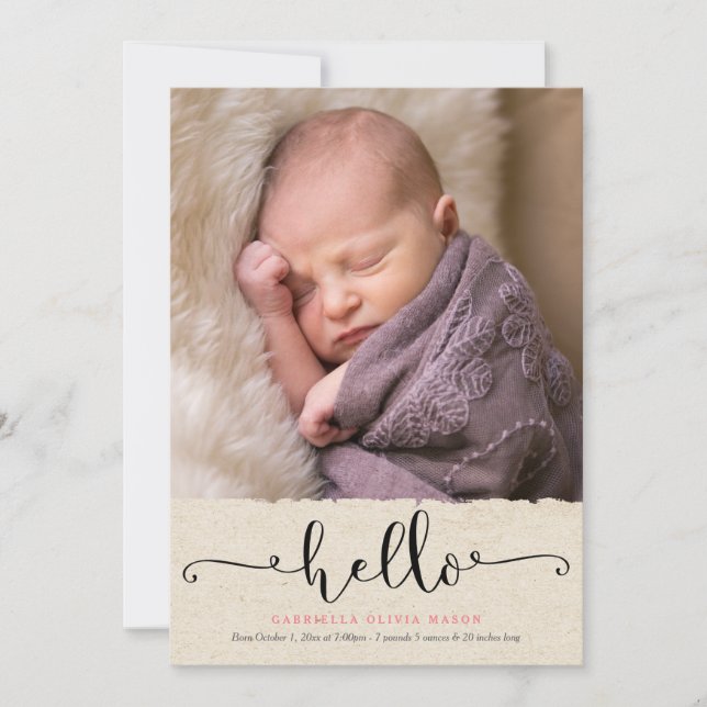 Hello Birth Announcement (Front)