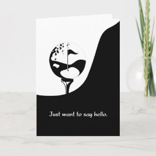 Hello Black and White Golf Theme Card