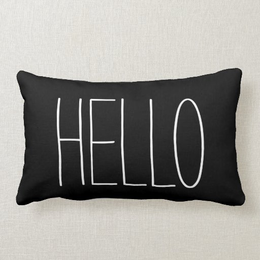 Image of Hello Black and White Typography Quote Lumbar Cushion