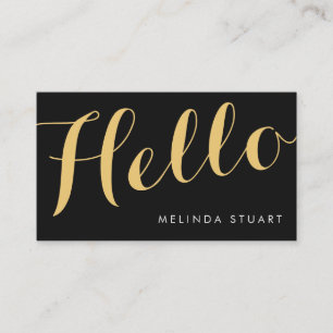 Hello Black&Gold Elegant Typography Makeup Artist Business Card