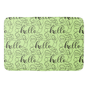 HELLO black seamless pattern with LINES Bath Mat