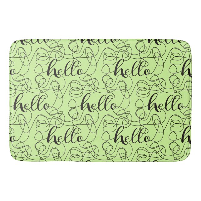 HELLO black seamless pattern with LINES Bath Mat (Front)