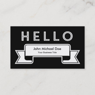 Hello! Black & White Minimalist Modern Business Card