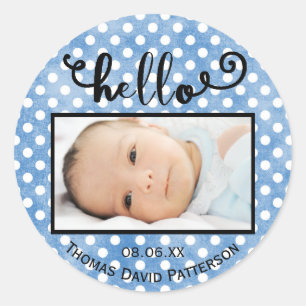 hello blue dots/photo - Circle Sticker