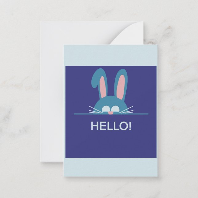 Hello blue Easter Bunny  Card (Front)