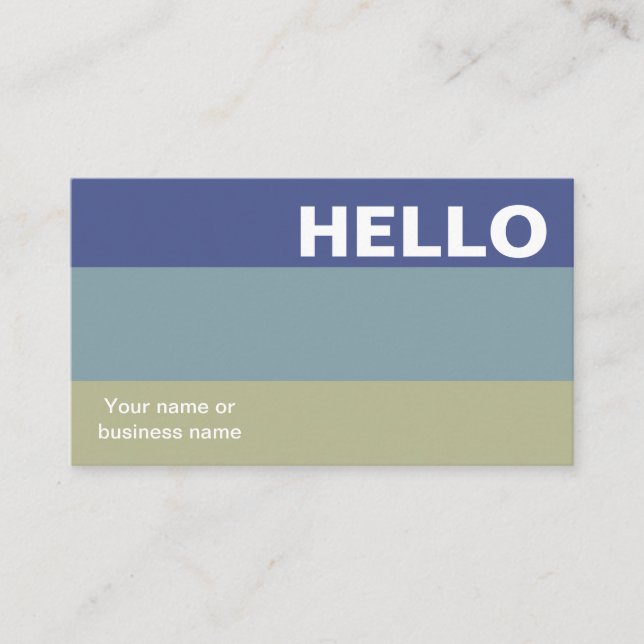 Hello Blue Khaki Colour Palette Minimal Classy Business Card (Front)