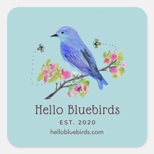 Hello Bluebirds Logo Sticker - Blue (Front)