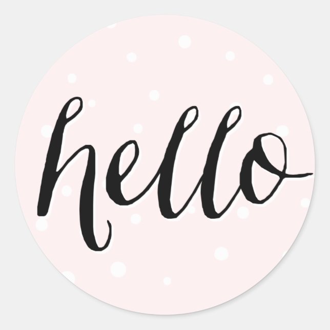 Hello! Blush Polka Dots Sticker (Front)