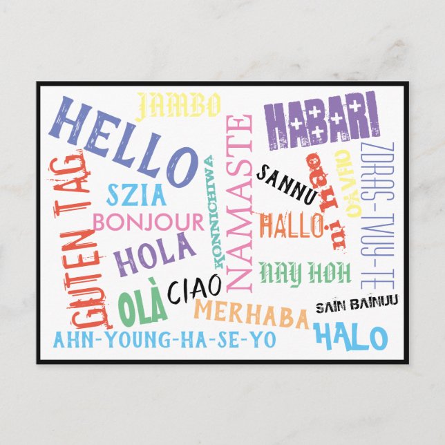 Hello Bonjour Jambo Ciao Post Card (Front)