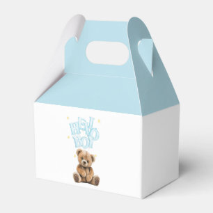 Hello Boy Balloon Teddy Bear Boy Baby Shower Favour Box