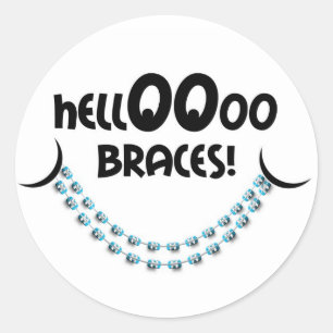 Hello Braces Blue Classic Round Sticker