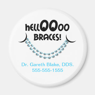 Hello Braces Blue Orthodontic Promotional Magnet