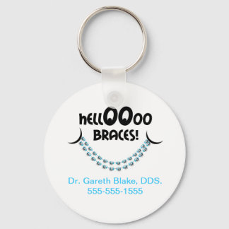 Hello Braces Blue Orthodontist Patient Gift Custom Key Ring