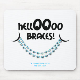 Hello Braces Blue Orthodontist Patient Gift Custom Mouse Mat
