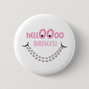 Hello Braces Pink 6 Cm Round Badge